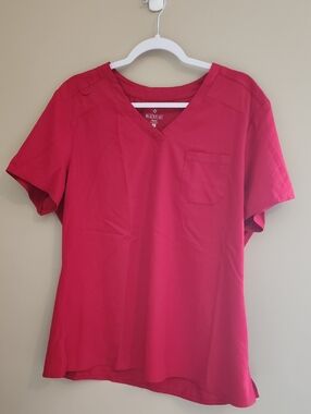 Med Couture Women's V-Neck Short Sleeve Scrub Top in Red